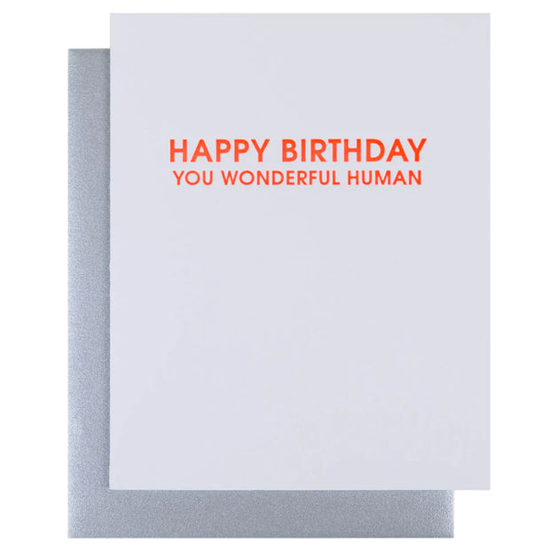Happy Birthday Wonderful Human Birthday Letterpress Card
