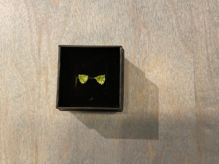 Green Triangular Diamond Studs
