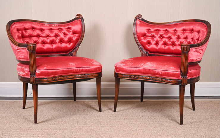 Pair of Asymmetrical Hollywood Regency Style Lounge Chairs