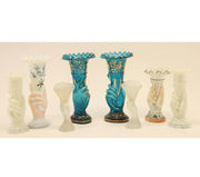 Vintage Frosted Glass Hand Vases (PAIR)