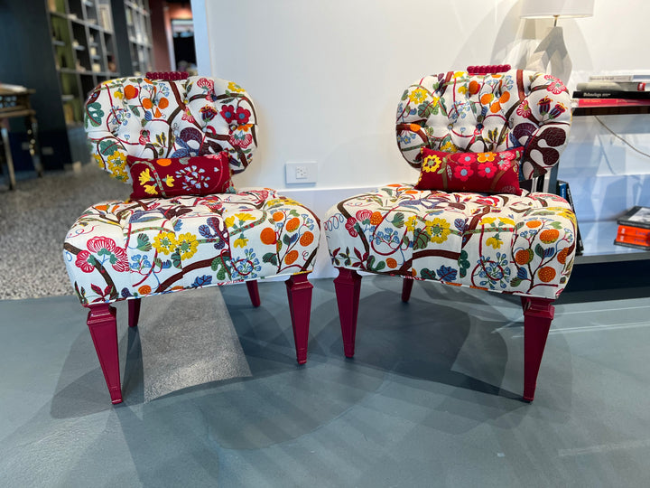 PAIR OF HOLLYWOOD REGENCY BOUDOIR CHAIRS