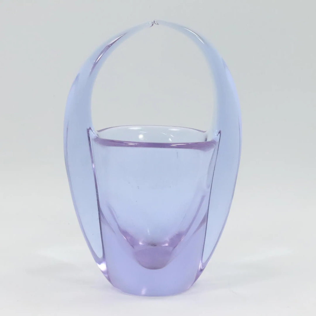 Mid Century Opaque Amethyst Glass Basket
