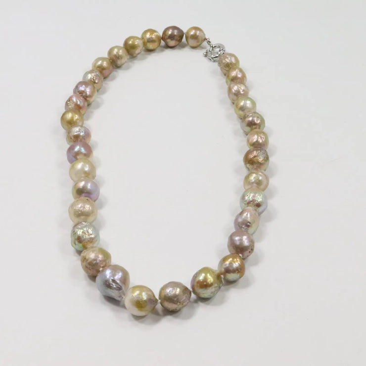 Sterling Multi Color Pearl Necklace