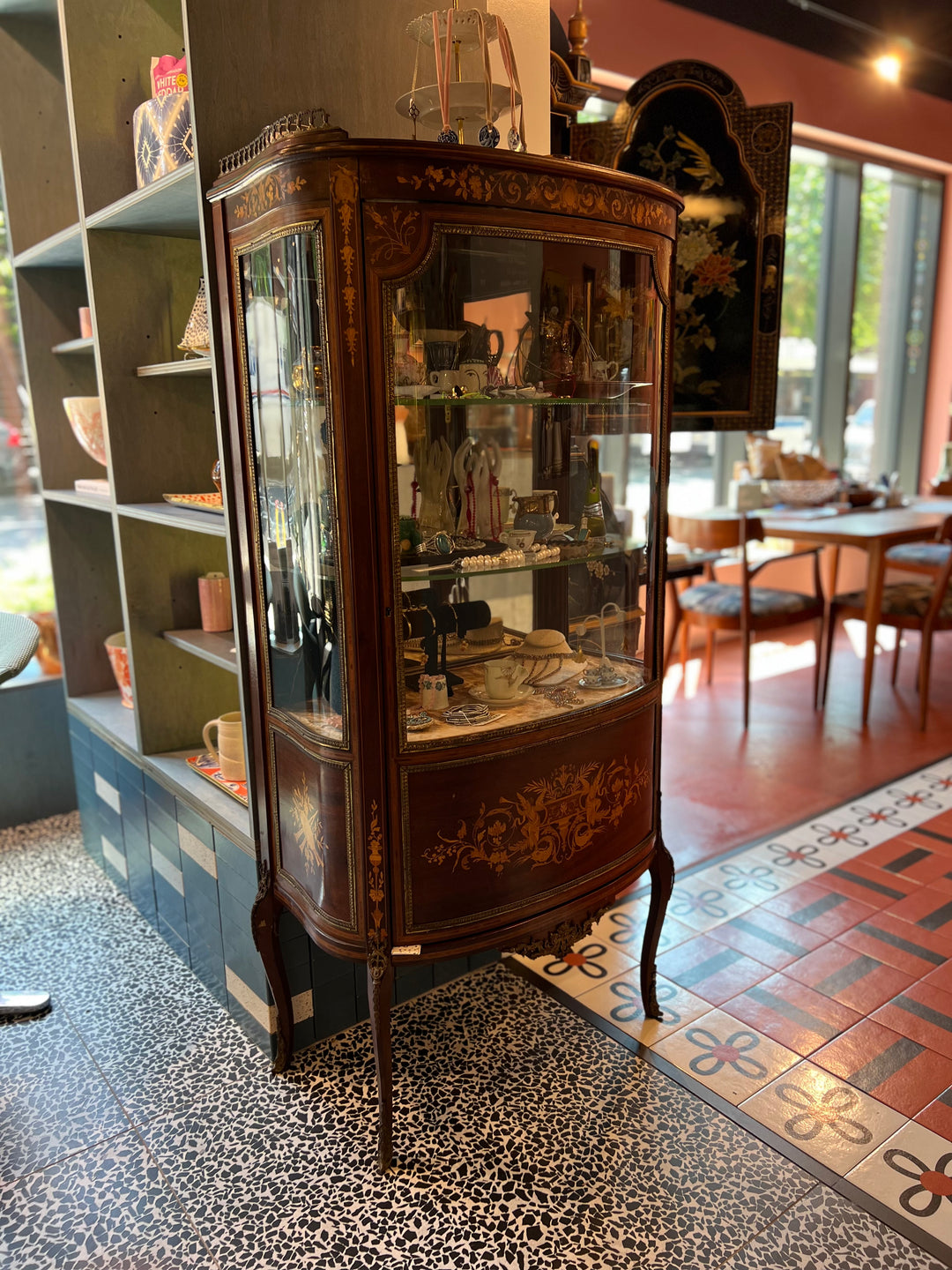 ANTIQUE FRENCH STYLE INLAID VITRINE