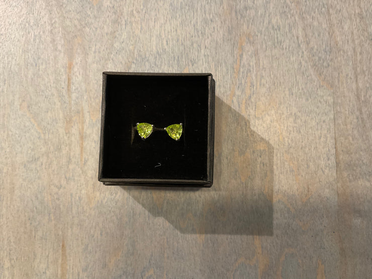 Green Triangular Diamond Studs