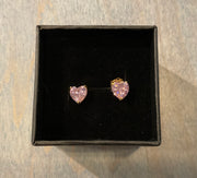 Pink Heart Diamond Studs