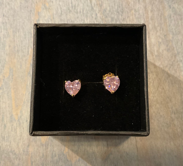Pink Heart Diamond Studs