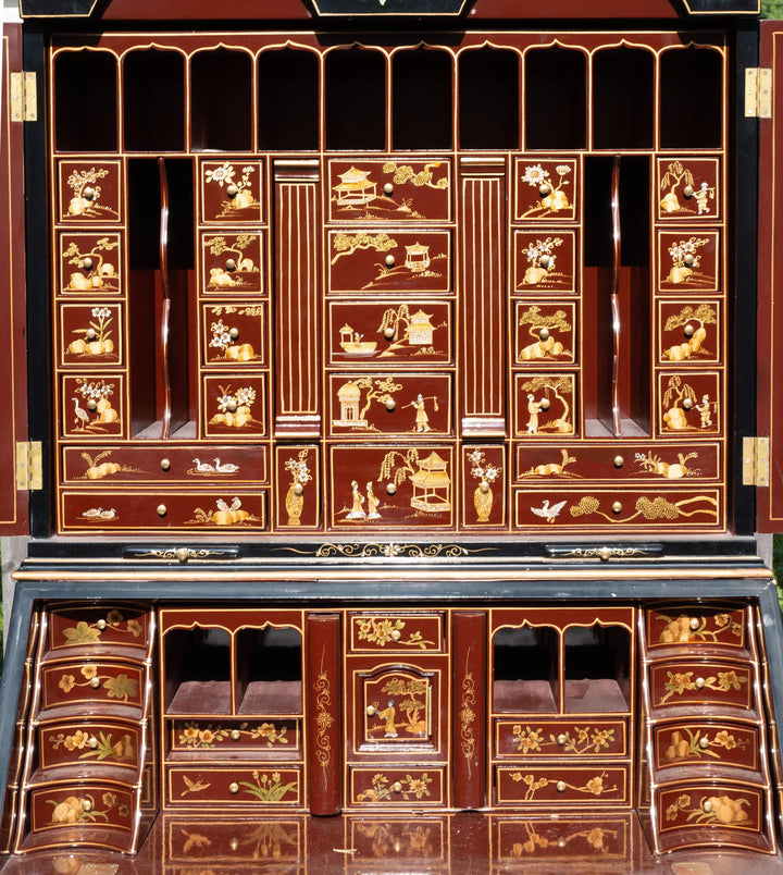 Black Lacquer Decorated Secretary