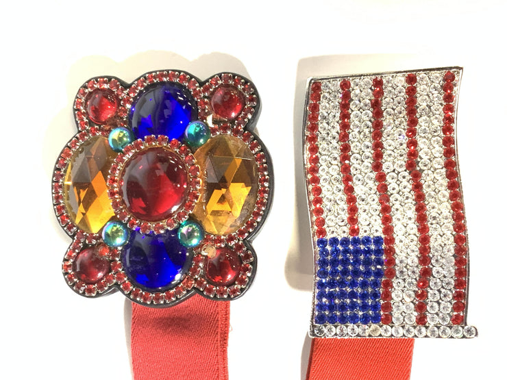Bejeweled Oversized Belt Buckles 2, American Flag