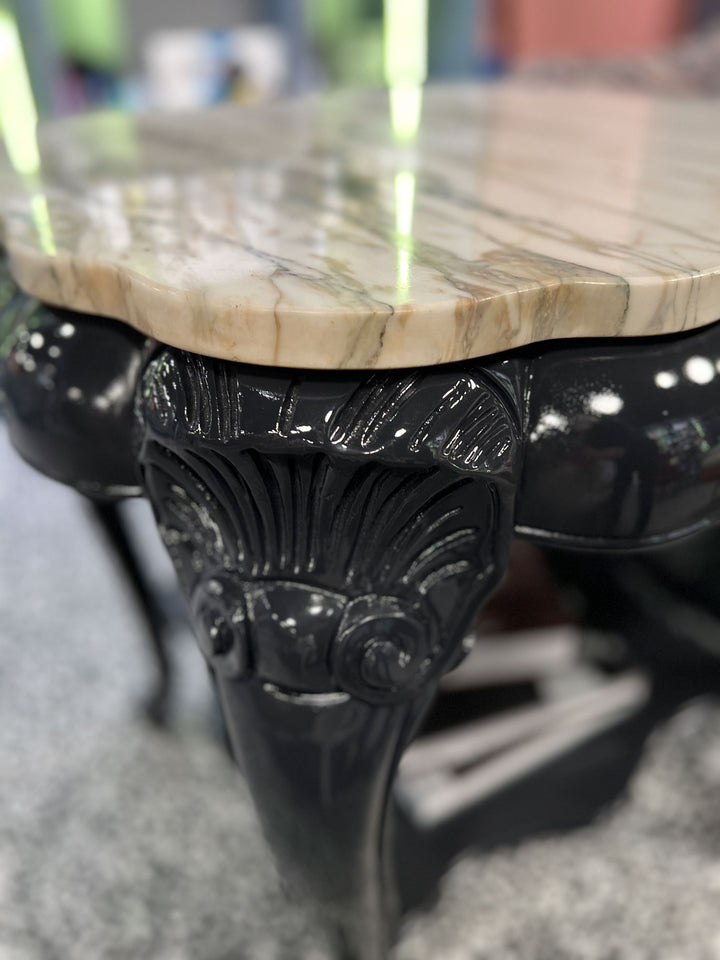 A Pair of Louis XV Marble Top Carved Wooden Side Tables